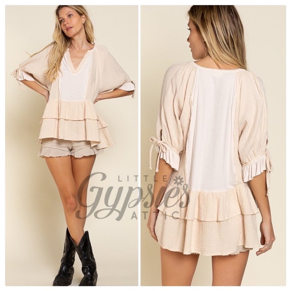 POL Vanilla Cream Bohemian Tunic Top - Picture 7 of 14